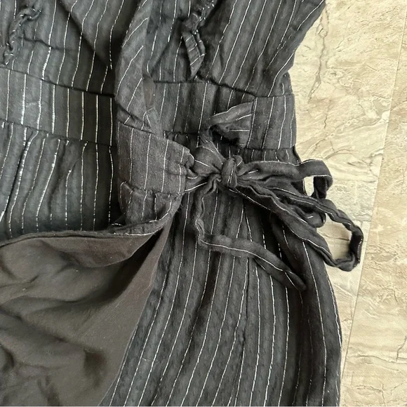 Lulus something to see black striped ruffled wrap midi dress - Picture 6 of 9